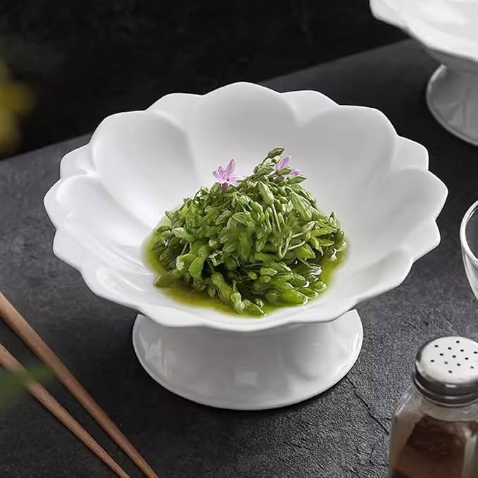 SONGCHAO Party Supplies Tall Plate Fruit Plate Ceramic Dish Plate Household Tribute Plate In Front Of Buddha Offering Plate Dessert Plate Party Plates (Color : 7.6in)