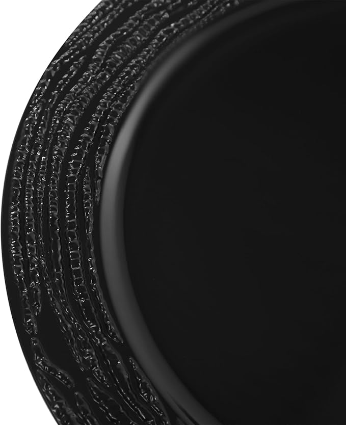 100 Pcs Antique Charger Plates Bulk 13 Inch Embossed Rim Plastic Party Dinner Plate Chargers Round Decorative Server Plate for Wedding Party Event Tableware (100pcs-black3)
