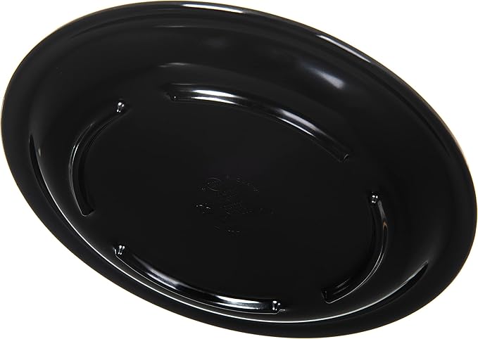 Carlisle FoodService Products Kingline Reusable Plastic Plate Sandwich Plate for Home and Restaurant, Melamine, 7.25 Inches, Black, (Pack of 48)