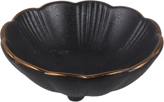 Cabilock 2pcs Black Ceramic Sauce Dish Rim Tray for Dipping for Appetizers Bbqs and Family Gatherings for Home Restaurants and Catering