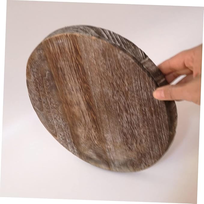 Zerodeko 2Pcs Round Wooden Serving Tray for Organizing Countertop Storage Tray for Kitchen Bathroom and Home Classic Design Easy to Clean
