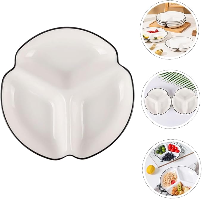 Zerodeko Ceramic Plates Divided Dinner Plate Sections for Salad Dessert Dish Serving