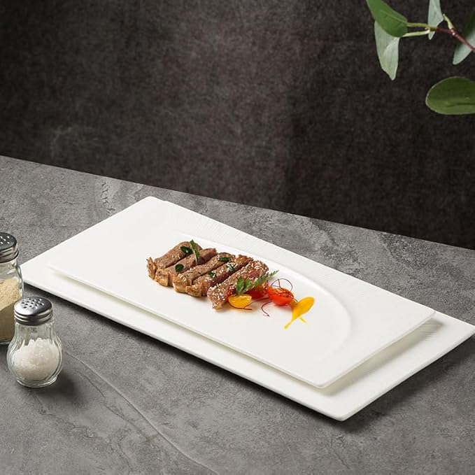 Kitchen Plates Creative Pure White Flat Plate Western Restaurant Steak Plate Simple Ceramic Tableware Restaurant Plates(Small)