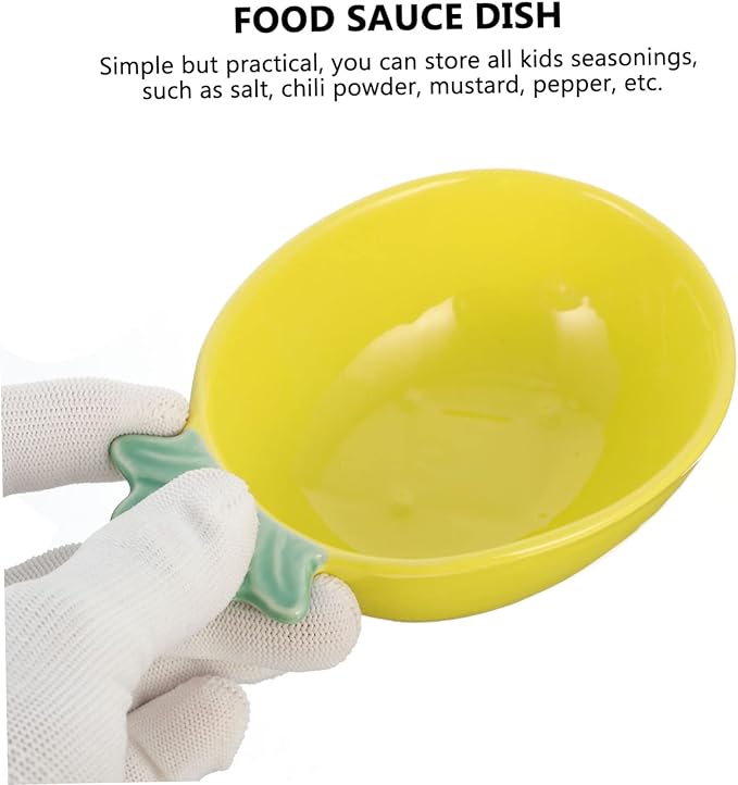 ABOOFAN 2pcs Pineapple Shape Ceramic Seasoning Dish Set Food Sauce Plates for Appetizers Versatile Flavor Dishes for Home Use for Soy Sauce and Vinegar
