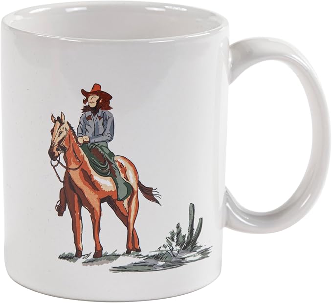Paseo Road Ranch Life 16 Piece Ceramic Dinnerware Set with Plates, Bowls, Coffee Mugs, Duffle Bag, Cow Longhorn Horse Cowboy Pattern, Southwestern Rustic Cabin Lodge Style