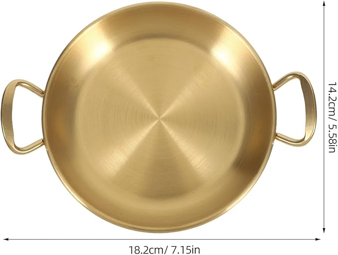 STOBAZA Elegant Stainless Steel Seafood Pot Plate Double Ear Serving Tray Perfect for Barbecue
