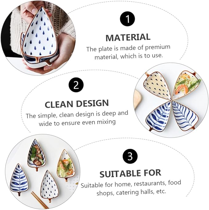 Sosoport 3pcs Ceramic Mini Sauce Dish Set Colorful Glazed Kitchen Appetizer Plates Food Sauce Dishes for Entertaining Dishwasher Safe Random Style