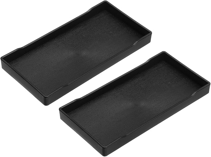 uxcell 2Pcs Serving Tray Small Black Mini Tray 4" x 8" Plastic Rectangular Wooden Serving Trays Decorative Ottoman Platter for Breakfast Kitchen Bathroom