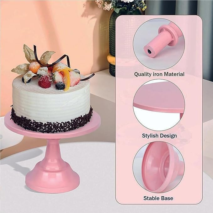 3 Pcs Metal Cake Stand Set 8/10/12 inch Dessert Table Display Perfect for Baby Shower Wedding Birthday(Pink)