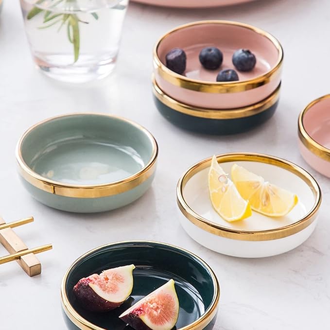 Appetizer Plate Ceramic Sauce Dish Dipping Plate Small Dish Mini Butter Mustard Sushi Vinegar Soy Dish Seasoning Plates for Restaurant Bar Snack Plate Sauce Dipping Saucer Trays