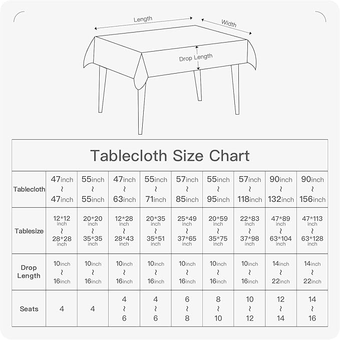 BALCONY & FALCON Square Tablecloth - Small Waterproof Table Cloth, Wrinkle Resistant Table Cover Linen Fabric Tablecloths for Dining Kitchen Wedding and Outdoor Decoration (Black, 55"x55")