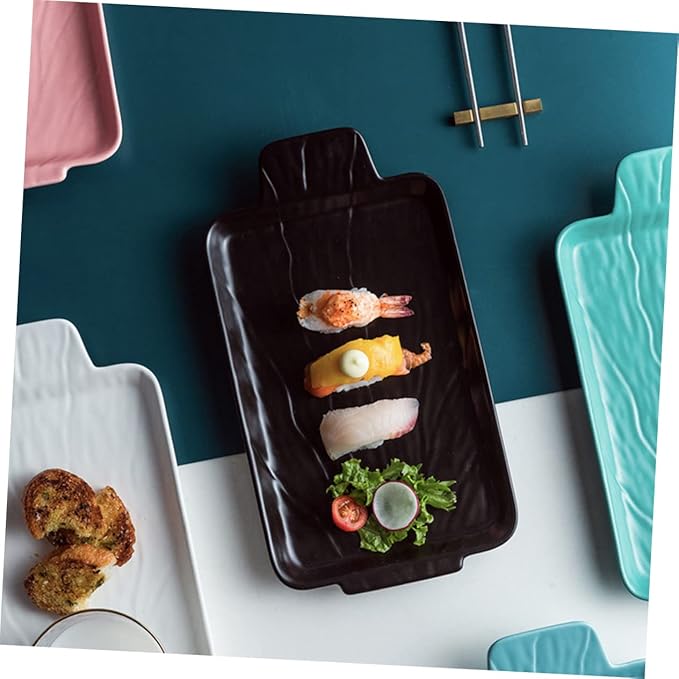 Tableware Wedding Guest Steak Plate Japanese Appetizer Plates Ceramic Jewelry The Wedding Ceramic Platter Plates Practical Food Serving Dish Ceramic Sushi Platt (Black-29.5 * 16.2 * 2.5cm