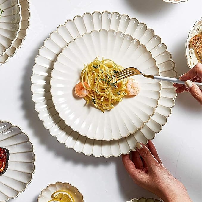 Dinnerware Sets Dish Set 26 Pcs Porcelain Tableware Set with Plates and Bowls White Ceramic Dinner Set