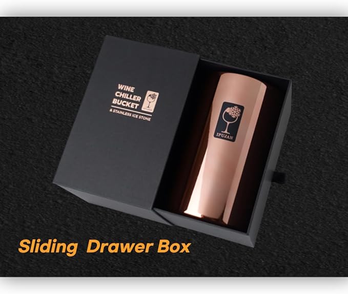 Wine Chiller Bucket with Stainless Ice Stone - Wine Gifts Set of 750ml wine ice bucket cool up to 5 hours - Insulated double walled champange bucket for single bottle(Rose Gold)