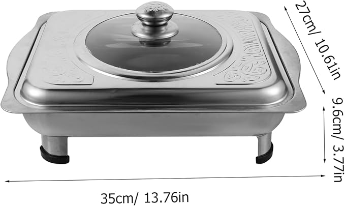 BESTOYARD Stainless Steel Dinner Plate Cookie Tray with Lid Dish Food Heating Trays Buffet Outdoor Serving Tray with Lid Cold Fancy Reusable Strainless Platter with Lid Rectangular Silver