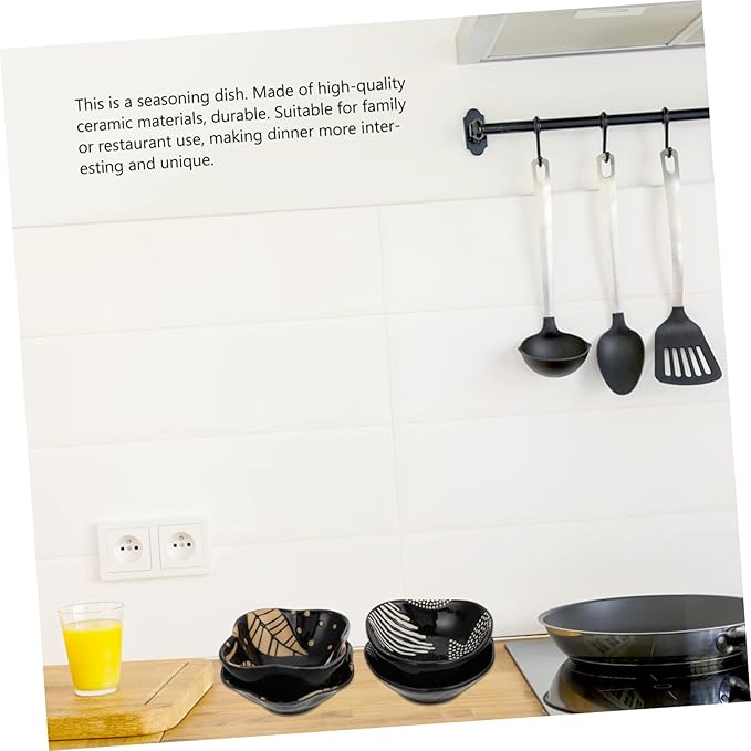 4Pcs Embossed Ceramic Appetizer Plates Sauce Dishes Lightweight Decorative Spice Holders for Home Use for Dipping and Serving Fruits