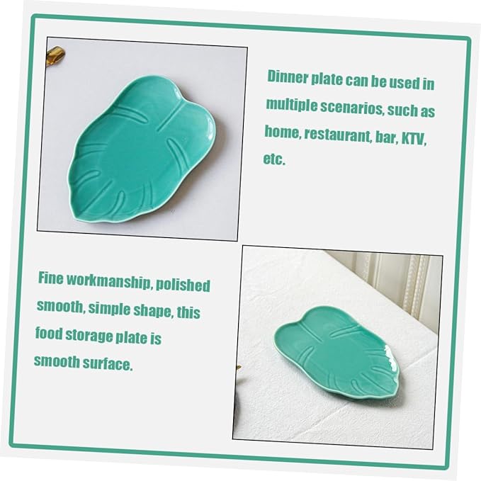 Ciieeo Ceramic Leaf Plate Decorative Dinnerware Simple Design for Dessert Appetizers Snacks Oven Safe Easy to Clean