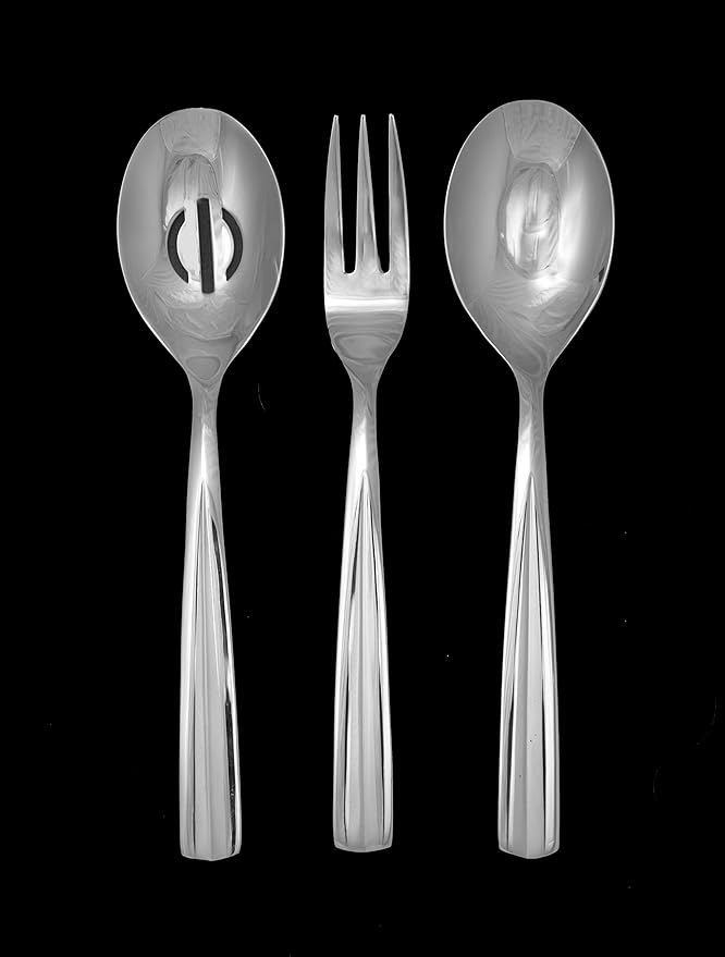 Ginkgo International Nico Stainless Steel Hostess Flatware Serving, 3-piece set, Silver
