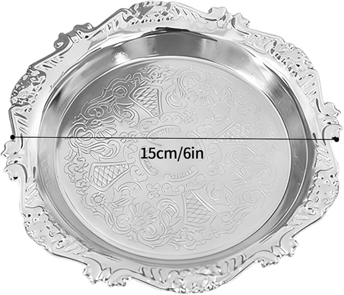 Vintage Serving Tray, Stainless Steel Fruit Plate, 14x10 Inch Metal Decorative Platter, Elegant Table Tray with Classic Design, Kitchen Dining for Home and Apartment, Buffet for Party and Wedding