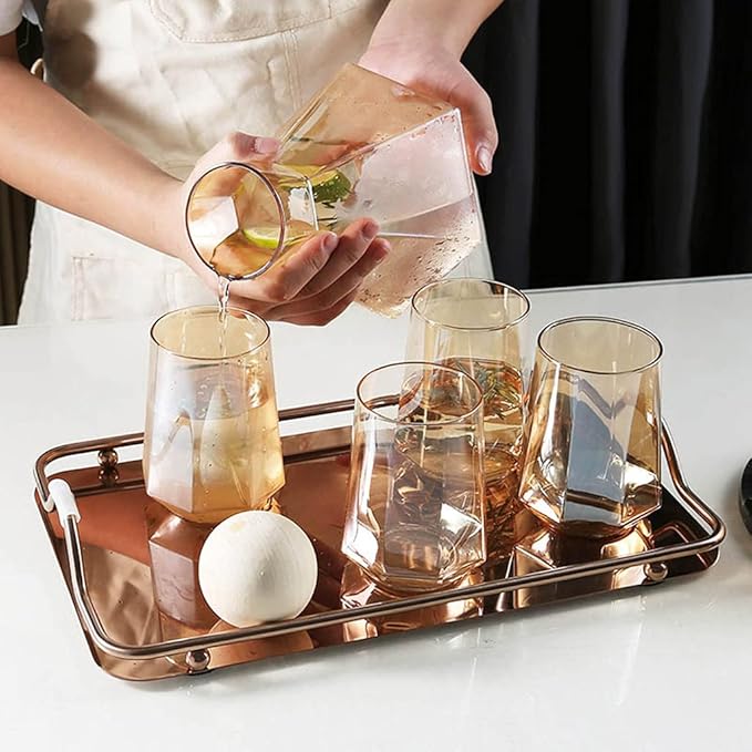 Nordic Rectangular Stainless Steel Tray with Handles Coffee Serving Tray