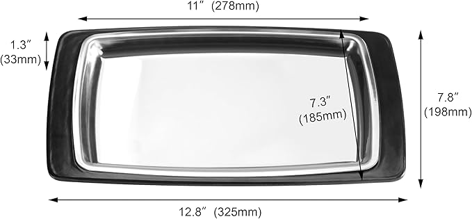 New Star Foodservice 26672 Rectangular Stainless Steel Sizzling Platter with Insulated Holder, 11" x 7.25", Black