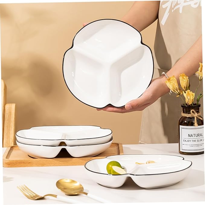 Ceramic Portion Control Plate Divided Dinner Plate for Diet Management for Serving Fruits Salads and Appetizers Heat Resistant Easy to Clean Design