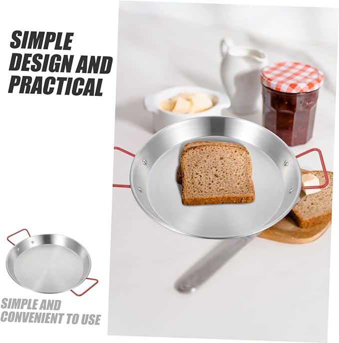 28cm Stainless Steel Snack Tray with Red Double Handles Decorative Serving Platter for Picnics and Parties Kitchen Tableware