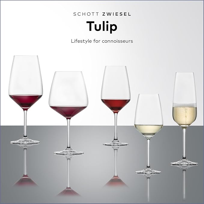SCHOTT ZWIESEL Tulip Burgundy Red Wine Glass (Set of 4), Burgundy Glasses for Red Wine, Dishwasher-Safe Tritan Crystal Glasses, Made in Germany (26 Ounce)