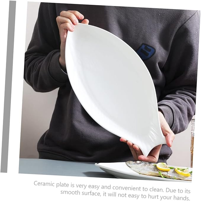 ABOOFAN Ceramic Steamed Fish Plate Serving Dish for Home Use Food Plate for Desserts Appetizers and Family Gatherings Easy to Clean for Parties and Events