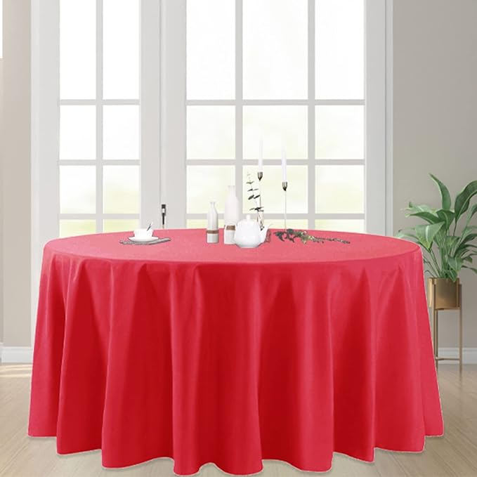 6 Pack Red Round Tablecloths 108 Inches Table Cloth Stain and Wrinkle Resistant Washable Polyester Table Cover Fabric for Party, Wedding,Dining,and Banquet Decoration