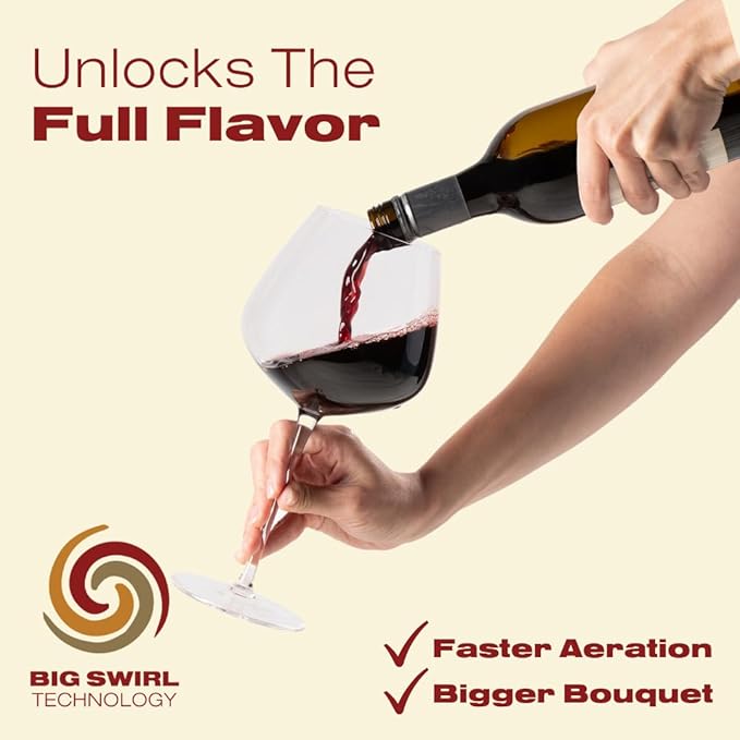 Nebuchadnezzar Giant Wine Glass - Premium Crystal Wine Glasses Set of 2 - Fits Entire 750 ml Bottle