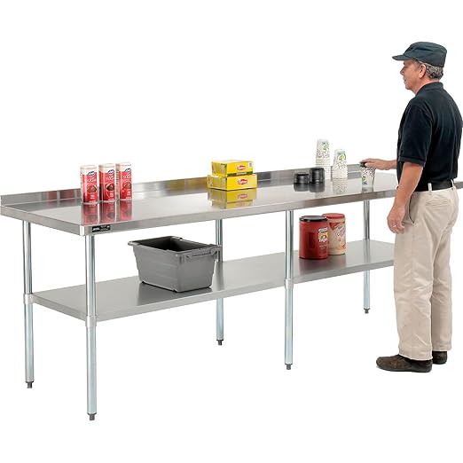 Nexel WB9630BSS Stainless Steel Worktable with Backsplash, 96"W x 30"D x 35"H