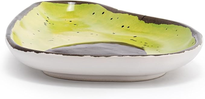 DEMDACO Decorative Serving Dining Dish Appetizer Plate, 8 Inch Ceramic Stoneware, Avocado Shaped