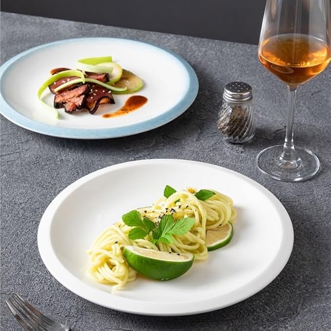 Modern Large Dinner Plates Western Food Plate Shallow Plate Simple Ceramic Household Underglaze Color Plate French Round Plate Dish Plate Commercial Hotel Restaurant Tableware Stackable Dinner Plates