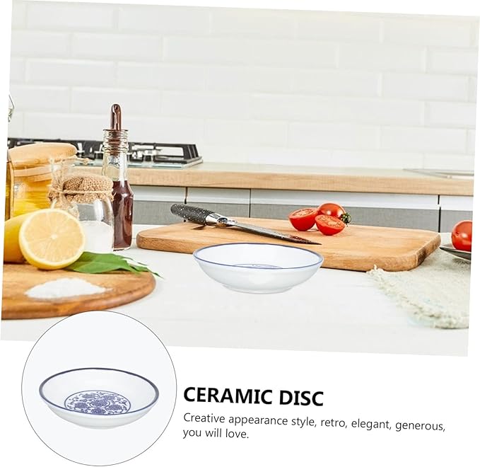 Mobestech 4pcs Vintage Hand-Painted Blue and White Ceramic Sauce Dish Set Condiment Plate for Dipping Soy Sauce Serving Bowls for Appetizers