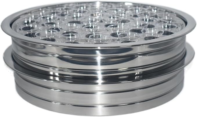 2 Pcs Communion Cup Trays for Church Service,2 Stackable Communion Serving Trays,Church Communion Trays Serving Ware Sets W/ 160pcs Disposable Cups