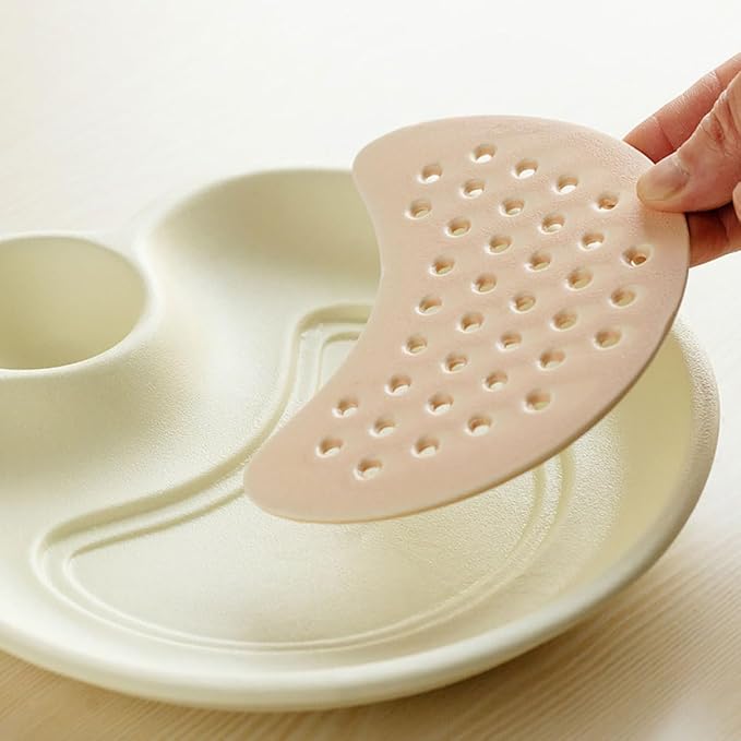 Luxshiny Ceramic Dipping Plate Dumpling Serving Tray Sauce Compartment Oval Shape Kitchen Plate