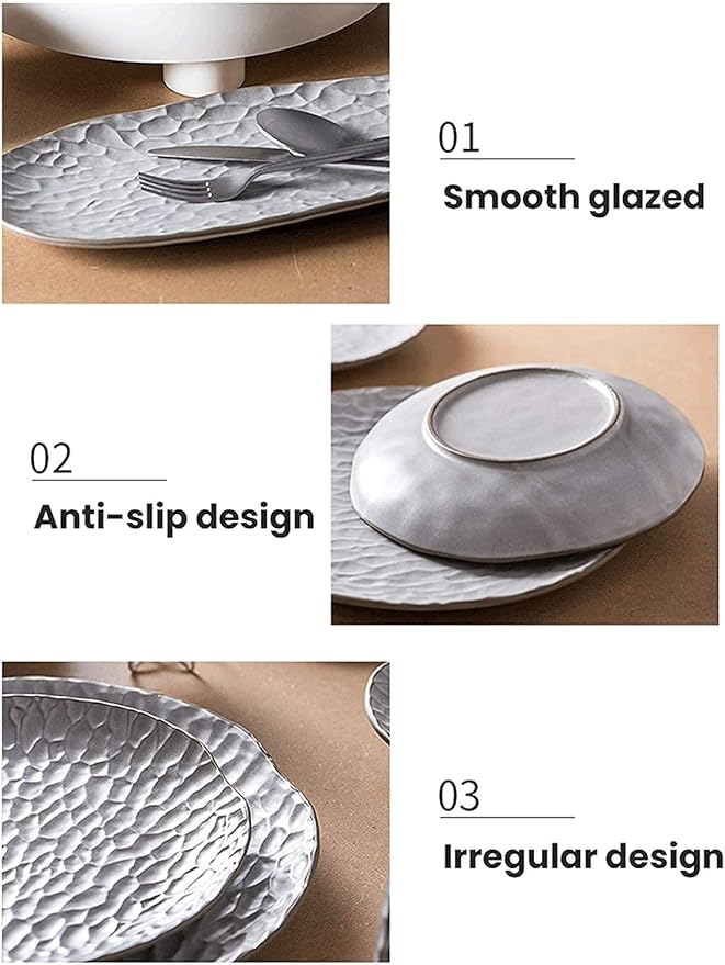 Dinnerware Sets Dish Set,Ceramics Dinner Sets,39 Pieces White Cereal Bowl Steak Plate | Nordic Style Porcelain for Family Gathering,
