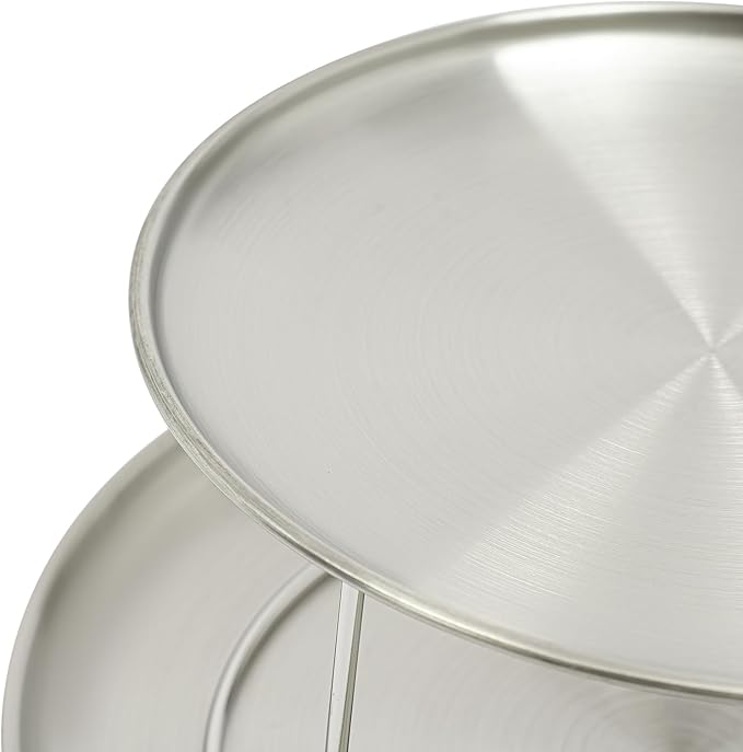 2-Tier Seafood Plate, Silver Round Pizza Tray Riser Rack, Food Holder with Bracket, Food Platter Tray, for Restaurant Buffet Wedding Party Platter