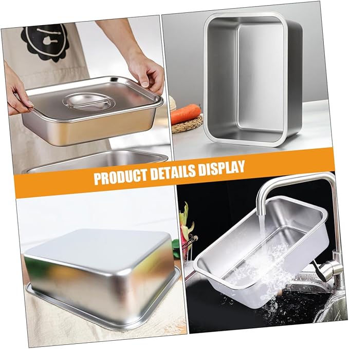 2Pcs Stainless Steel Buffet Tray Catering Food Pan Capacity Serving Dish for Parties Kitchen Use Easy to Clean