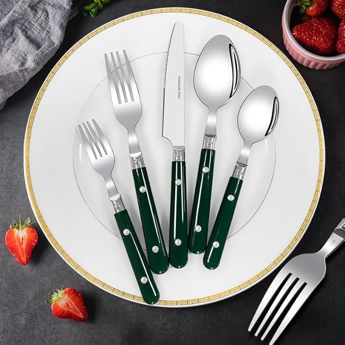 Stainless Steel Flatware serving set,Home Kitchen Eating Tableware Set,Dishwasher Safe,For Home Kitchen Restaurant Hote 5/20/30/40 Piece Cutlery Steak Knife, Fork And Spoon Set Thickened Stainless Ste