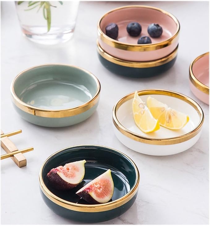FAREWELL Dipping Bowls Dipping Bowl Set 5pcs Round Seasoning Plate Ceramic Small Bowl Dipping Sauce Dried Fruit Nut Candy Plate Appetizer Bowls (Color : D)