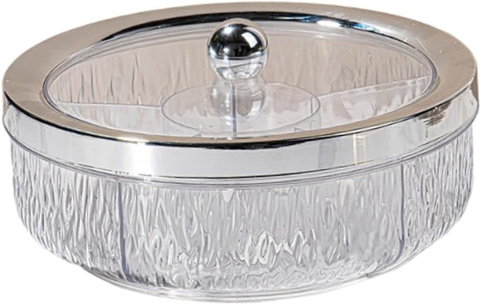 Serving Tray Container Rotating Snack Plate Dried Nuts Platter for Kitchen Entertaining, silver ball