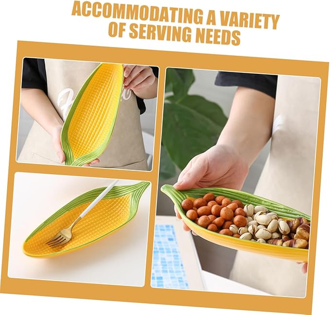 Handpainted Ceramic Corn Dish Serving Platter for Appetizers Desserts Snacks Elegant Design for Dinner Parties Everyday Use Versatile Food Serving Tray
