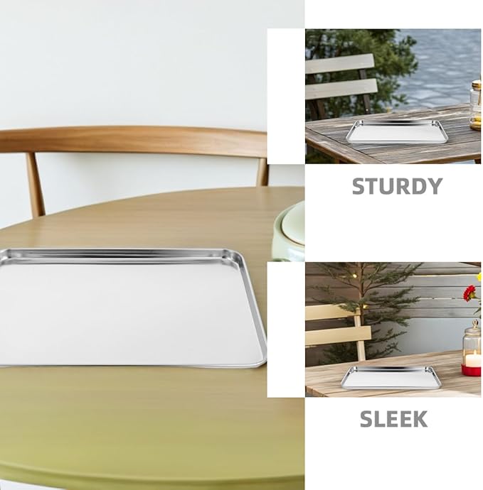 Healifty 2pcs Stainless Steel Steaming Tray Chinese Liangpi Steamer Pan Rectangular Serving Tray Platter Easy Clean Modern Minimalist Style