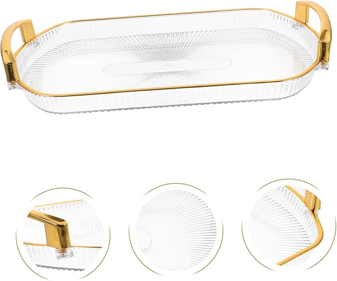 Beaupretty Reusable Rectangle Serving Tray with Handles Multi-Purpose Food Plate for Snacks Fruit Desserts and Makeup Organization Elegant Design Compact for Home Events