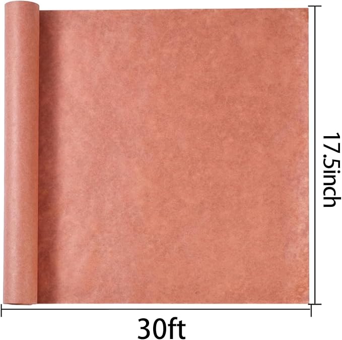 Pink Butcher Paper Roll Unwaxed 17.5 Inch x 30 Feet, BBQ Peach Wrapping Paper for Wrapping and Smoking Meat