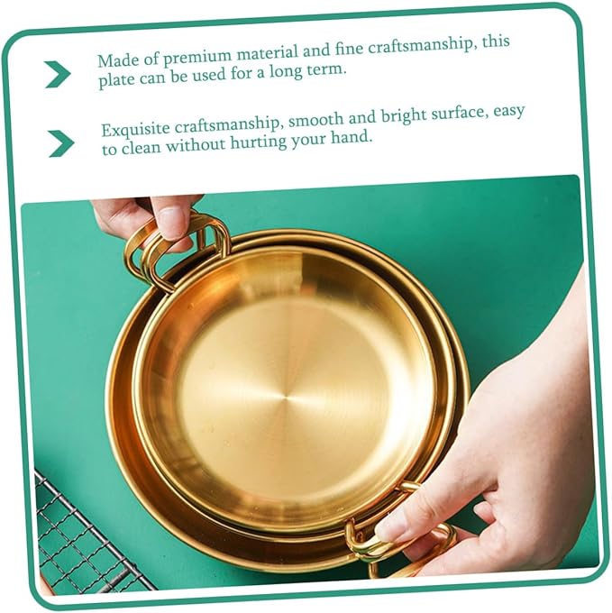 STOBAZA Elegant Stainless Steel Seafood Pot Plate Double Ear Serving Tray Perfect for Barbecue