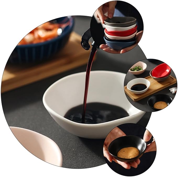 4pcs Ceramic Dipping Plates Mini Sauce Dishes for Appetizers Flavor Serving Tray Versatile Seasoning Dishware Set