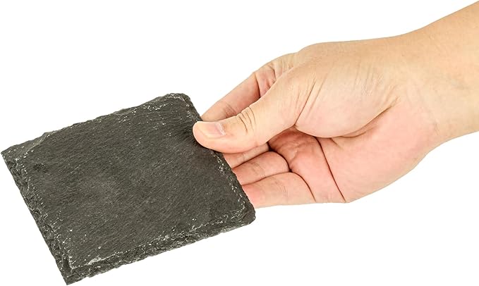 Restaurantware Square Slate Platter 10 Count 4 x 4 Inch Scratch-Resistant Slate Cheese Board Modern Serving Tray Black Rustic Design for Charcuterie and Appetizers